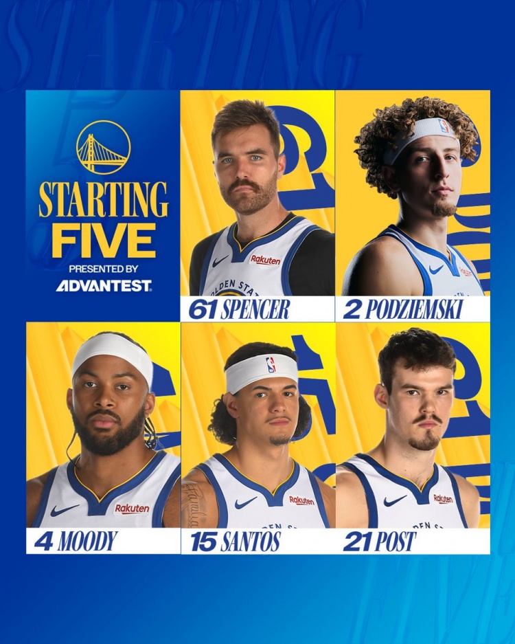 世界杯官方直播软件下载-七大将缺席！勇士今日首发：斯潘塞 穆迪 波斯特 波杰姆 桑托斯